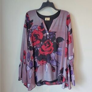 Show Me Your MuMu Floral Blouse in Purple and Red